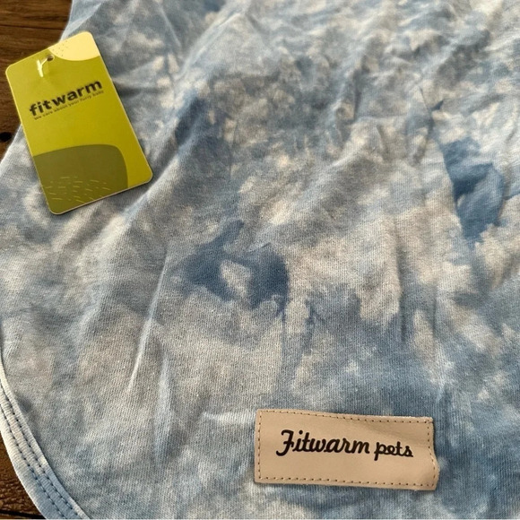 NWT Fitwarm Dogs small‎ Blue Tie Dye Muscle Shirt reflective Cotton New Doggie - Picture 4 of 5